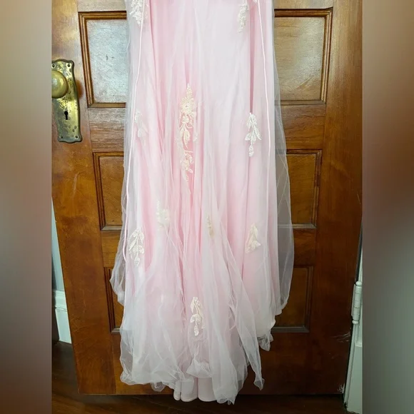 Strappy-Back Long Light Pink Prom Dress by Faviana - Picture 7 of 16
